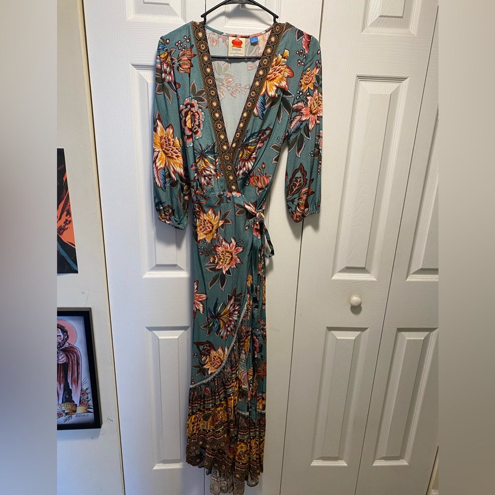 Farm Rio for Anthropologie maxi wrap dress